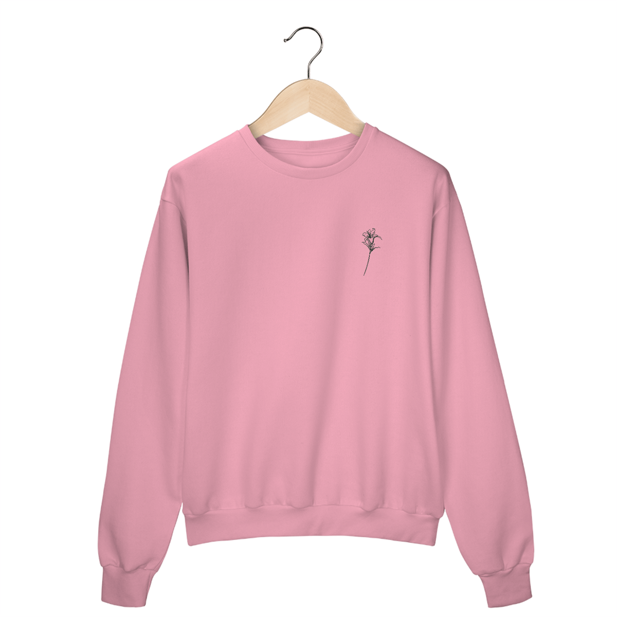 Nome do produto: Lírios I camiseta reta moletom blusão cinza mescla / rosa