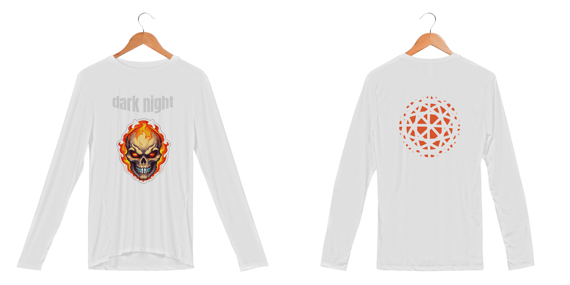 blusa de manga longa esportiva dark night bones and fire