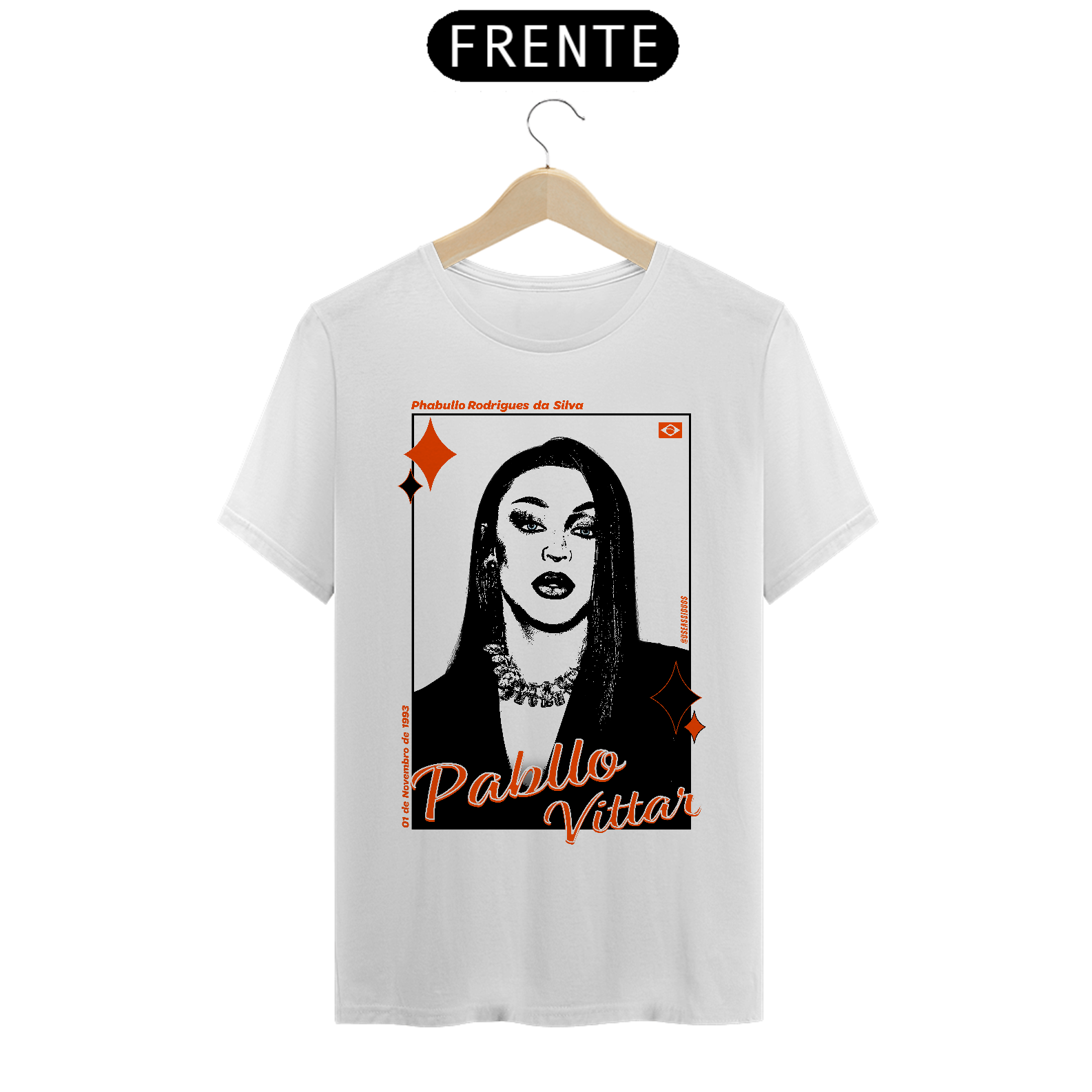 Tshirt Pabllo Vittar Preto e Laranja