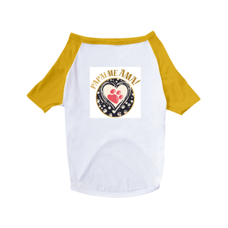 Nome do produto Camiseta Pet dog com estampa de coração e patinhas e frase: papai me ama