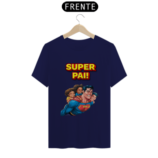 Nome do produto T-Shirt Classic estampa de Super-Homem com 3 filhos e frase: Super pai