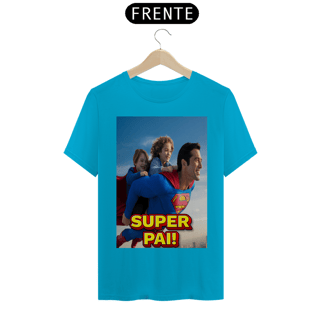 Nome do produto T-Shirt Classic com estampa de super homem e duas crianças e frase: super pai