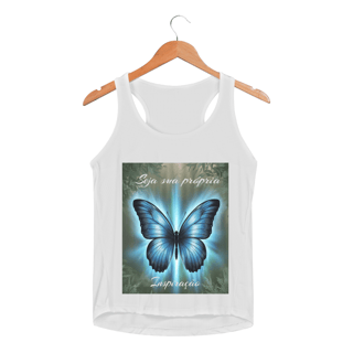 Regata Fem Sport Dry UV Borboleta Azul 