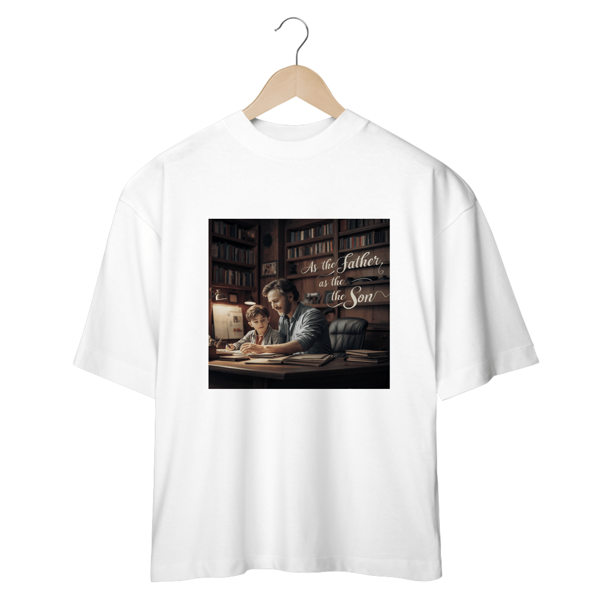 Nome do produto: Camiseta Oversized com estampa As The Father As the Son