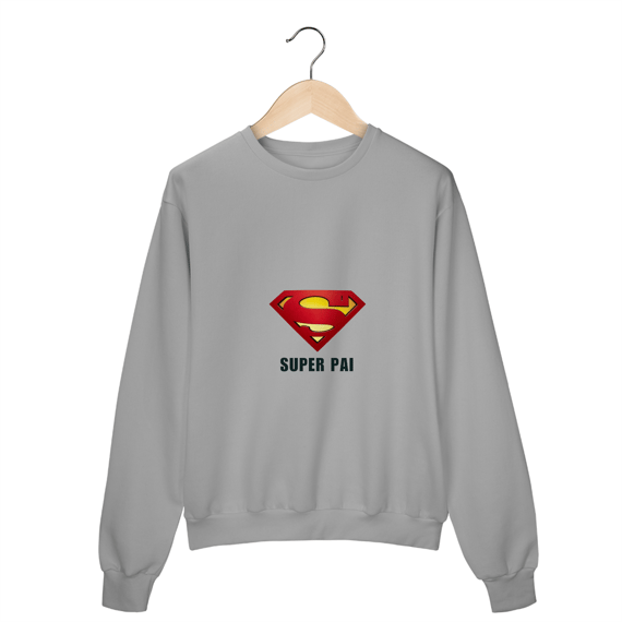 Moletom Fechado com logomarca superman e frase Super pai