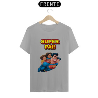 Nome do produto T-Shirt Classic estampa de Super-Homem com 3 filhos e frase: Super pai