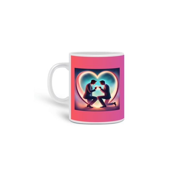 caneca coração casal de noivos