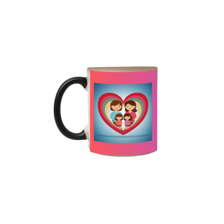 Nome do produto caneca mágica coração mães e duas filhas