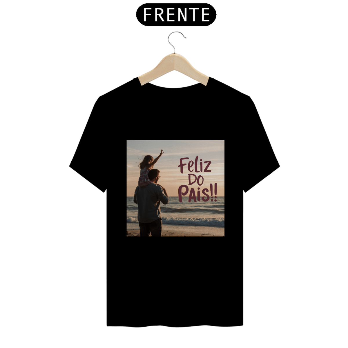 Nome do produto: T-shirt Prime com estampa: Feliz dia dos pais! na praia