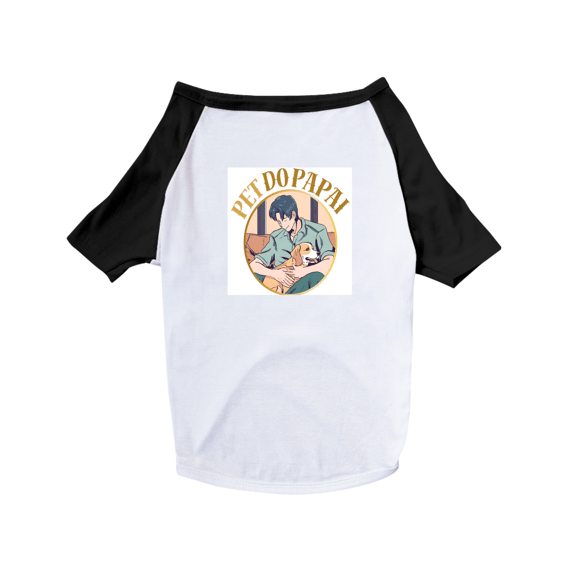 Camisa Pet Dog com estampa cachorro no colo do pai e frase: pet do papai 