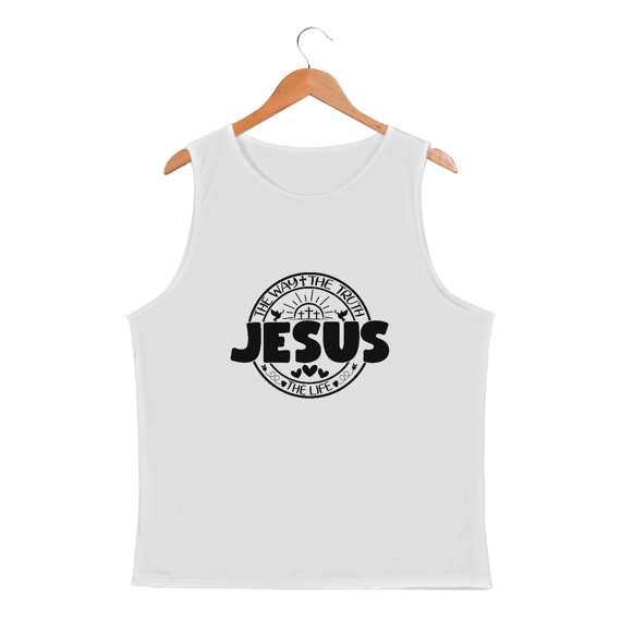 REGATA MASCULINA SPORT DRY UV| JESUS THE WAY + THE TRUTH + THE LIFE
