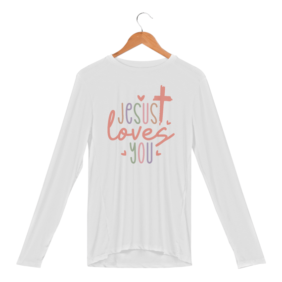 CAMISETA MANGA LONGA SPORT DRY UV|  JESUS LOVES YOU
