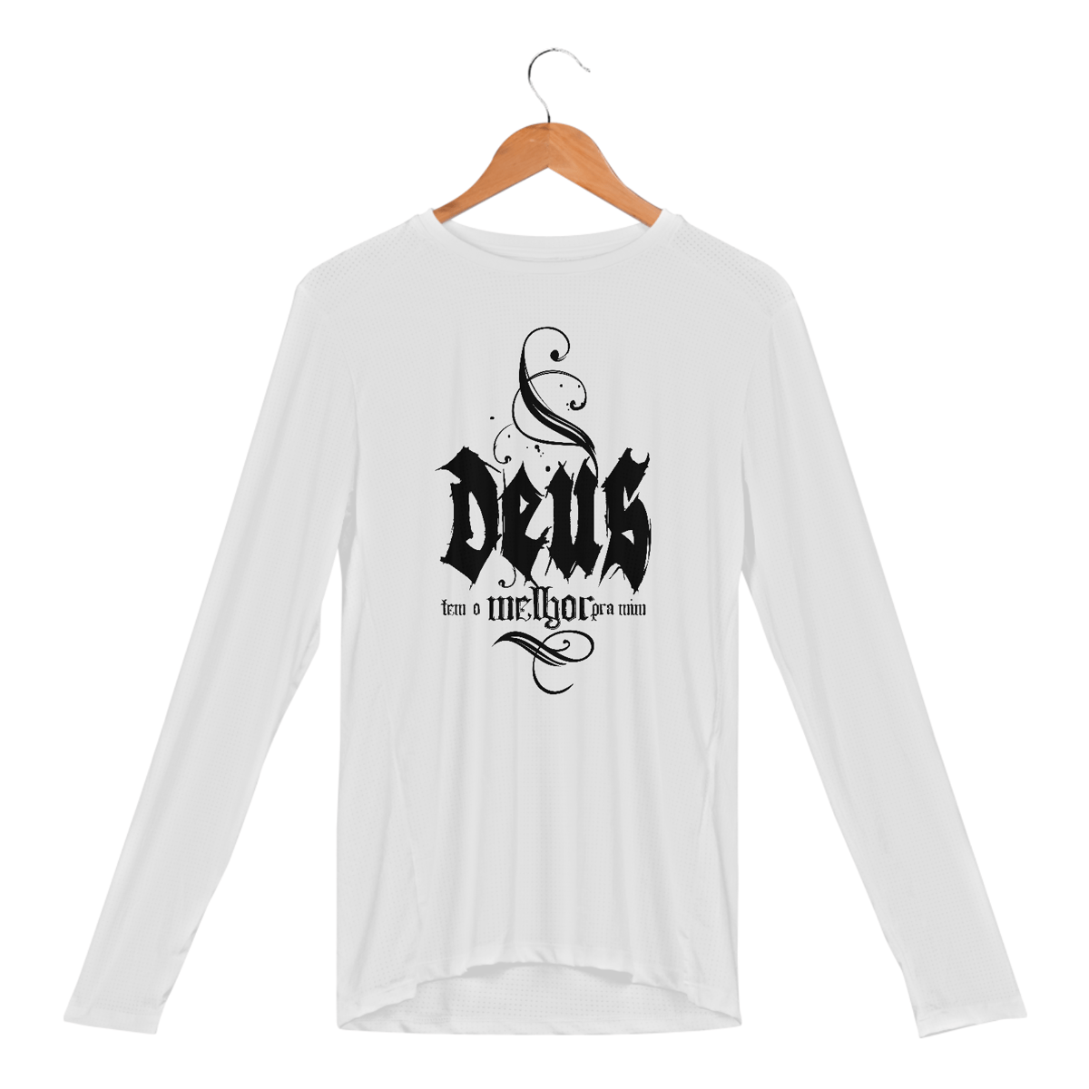 Nome do produto: CAMISETA MANGA LONGA SPORT DRY UV |  DEUS - TEM O MELHOR PARA MIM