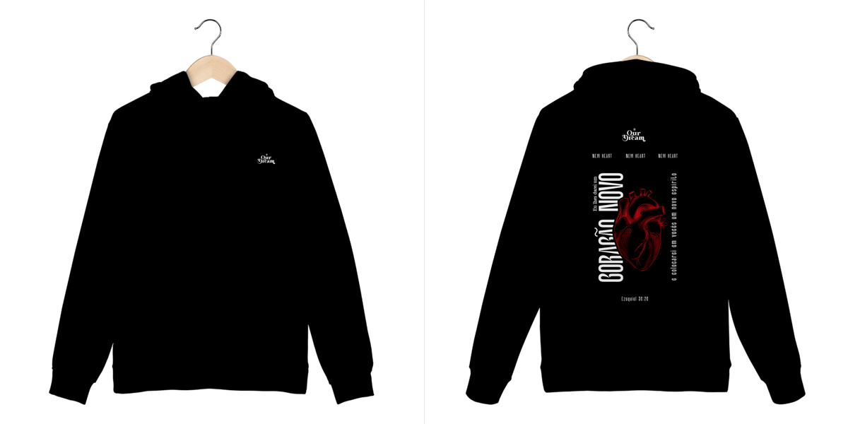 Nome do produto: Moleton fechado canguru - Coração novo - Preta