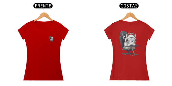 Camiseta Baby Look Gato Gamer  A Stare