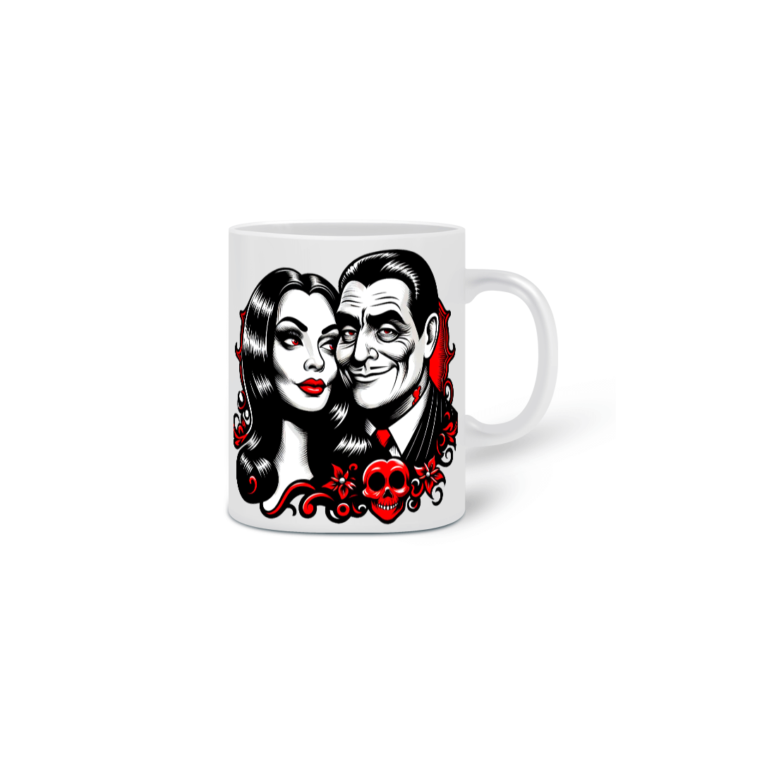 Nome do produto: Caneca Gomez e Morticia dele.