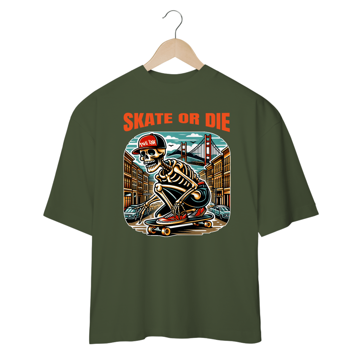 Nome do produto: Camiseta Oversized Skate Skull