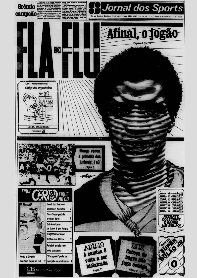 CAPA JORNAL DOS SPORTS FLA-FLU - ADÍLIO - 1985