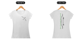 Nome do produto Camiseta Oxóssi - O Caçador de uma flecha só - Tecidos Claros - Feminina