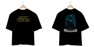 Nome do produto Sky Wars – The Mandaglórian - Camiseta Oversized - Frente e Costas