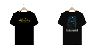 Nome do produto Sky Wars – The Mandaglórian - Camiseta Plus Size - Frente e Costas