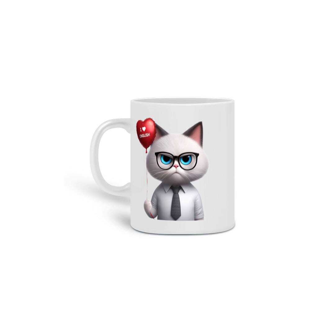 Caneca Gato I love English