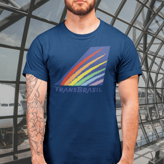 Camiseta TransBrasil Arco-Íris | Aviação Retrô Brasileira