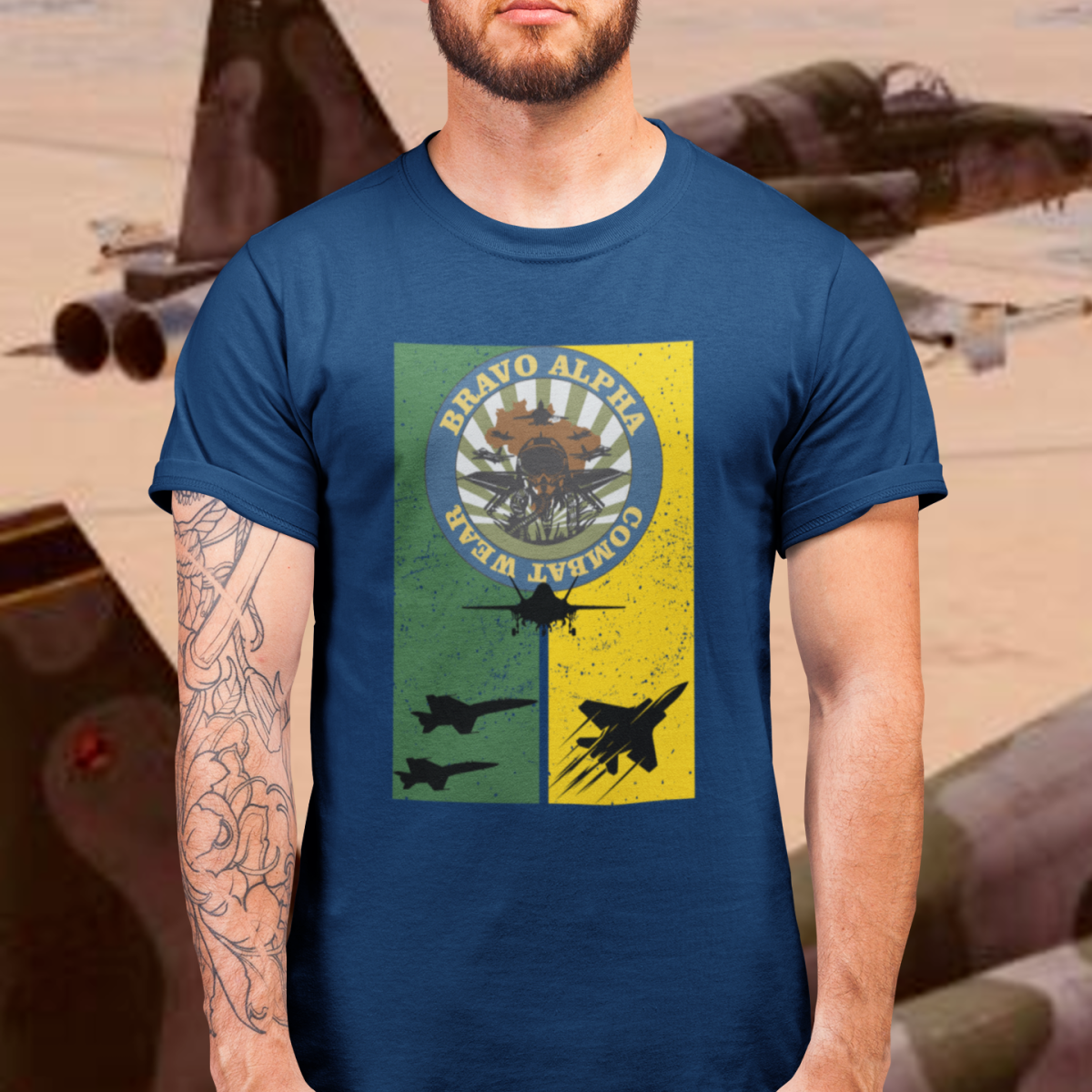 Camiseta Bravo Alpha Combat Wear | Estilo Militar e Aviação