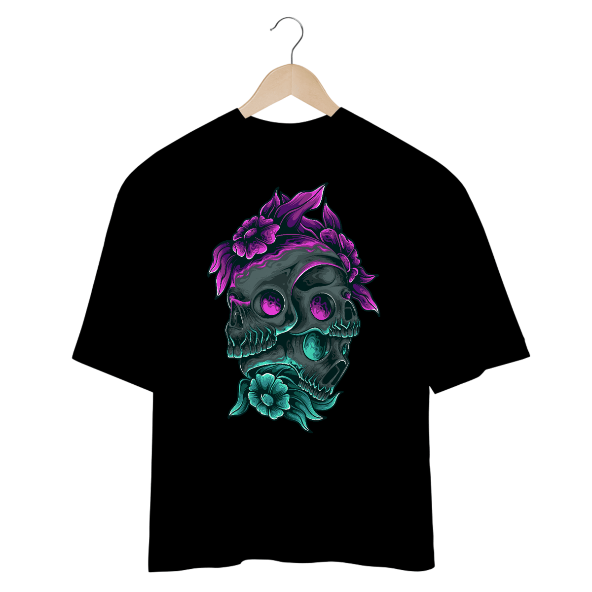 Nome do produto: SKULL AND FLOWERS - OVERSIZE