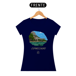 Nome do produto Camiseta Feminina - Espinossauro em Cor | Ilustração por Leandro Sanches