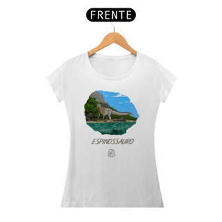 Nome do produto Camiseta Feminina - Espinossauro em Cor | Ilustração por Leandro Sanches
