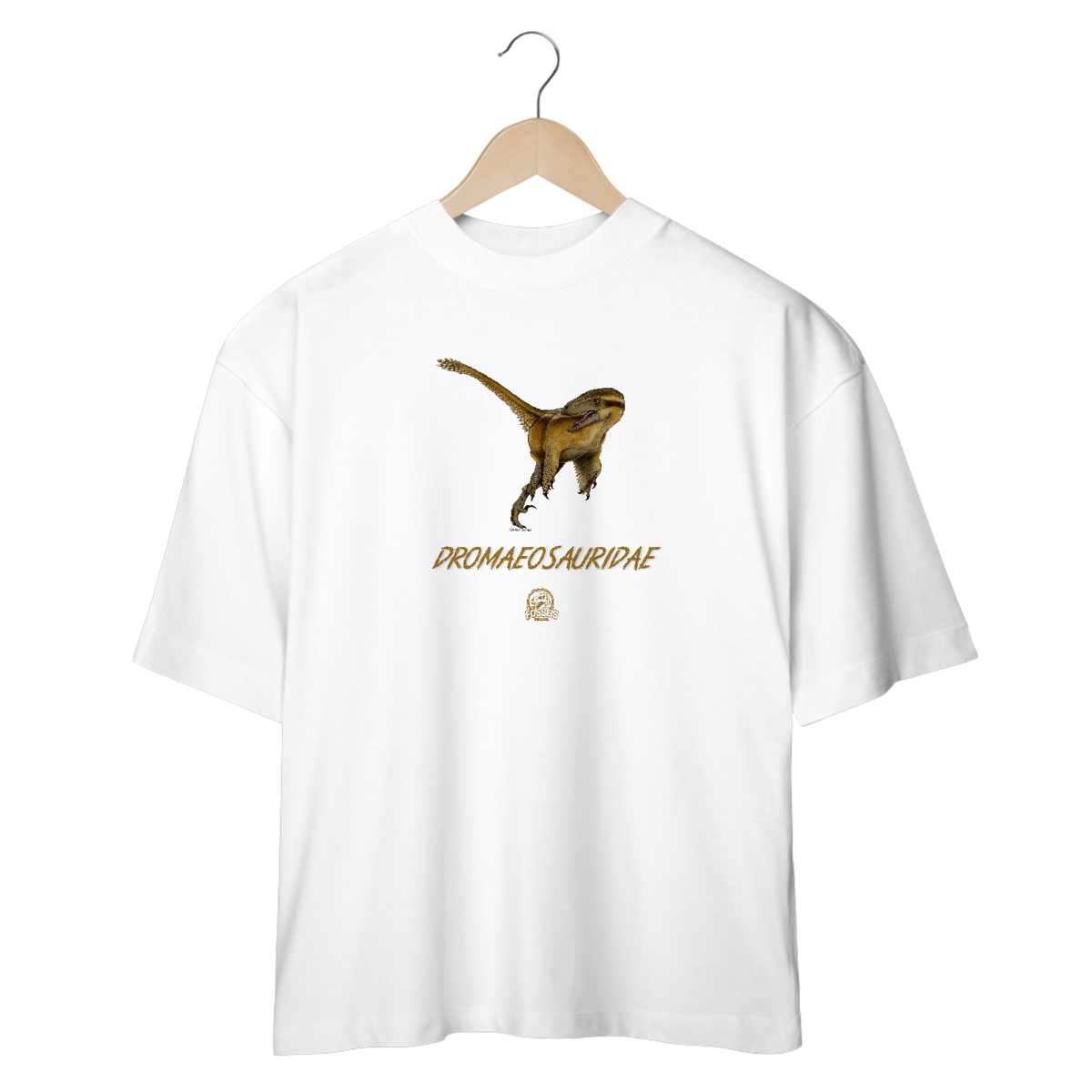 Nome do produto: Camiseta Oversized Dromaeosauridae em Cor | Ilustração por Leandro Sanches