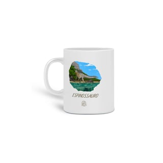 Nome do produto Caneca Espinossauro em Cor | Ilustração por Leandro Sanches