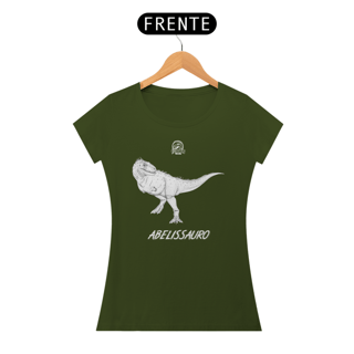 Nome do produto Camiseta Feminina Abelissauro | Ilustração por Leandro Sanches