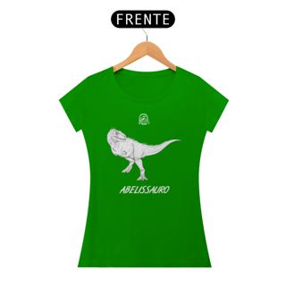 Nome do produto Camiseta Feminina Abelissauro | Ilustração por Leandro Sanches