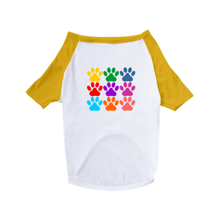 Nome do produto Camiseta Pet Cães / Patas Coloridas