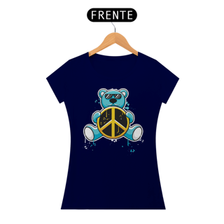 Nome do produto Camiseta Feminina Urso Símbolo Paz E Amor