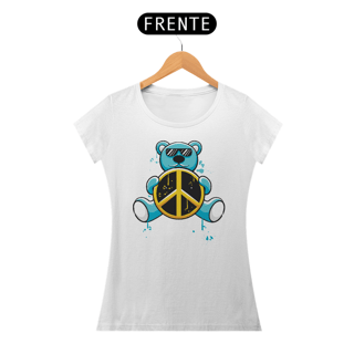 Nome do produto Camiseta Feminina Urso Símbolo Paz E Amor