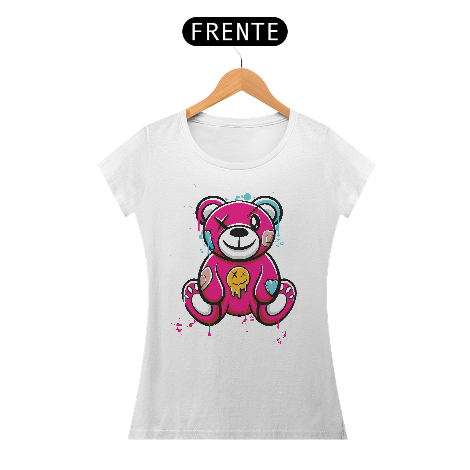 Camiseta Feminina Urso Rosa