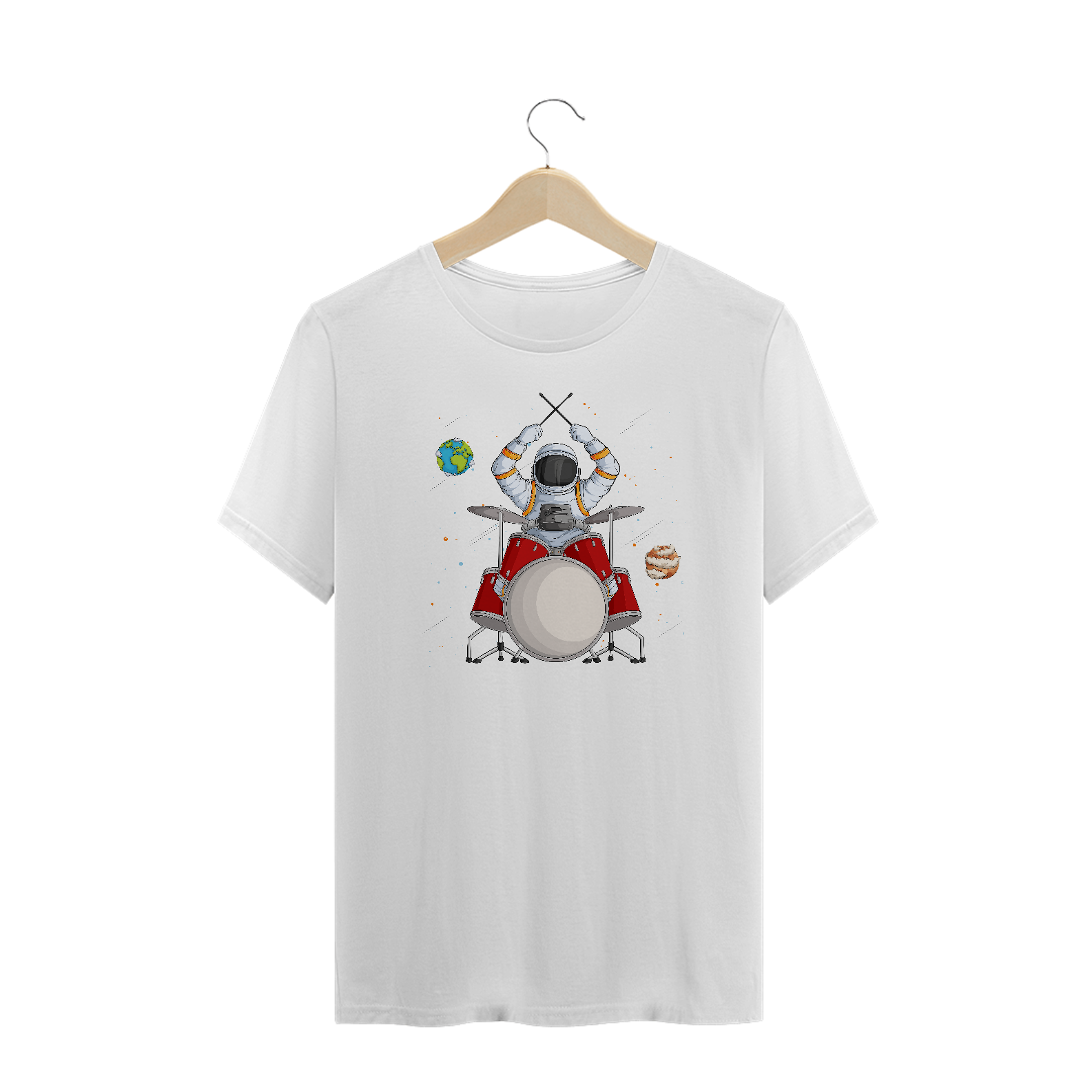 Camiseta Plus Size Astronauta Bateria