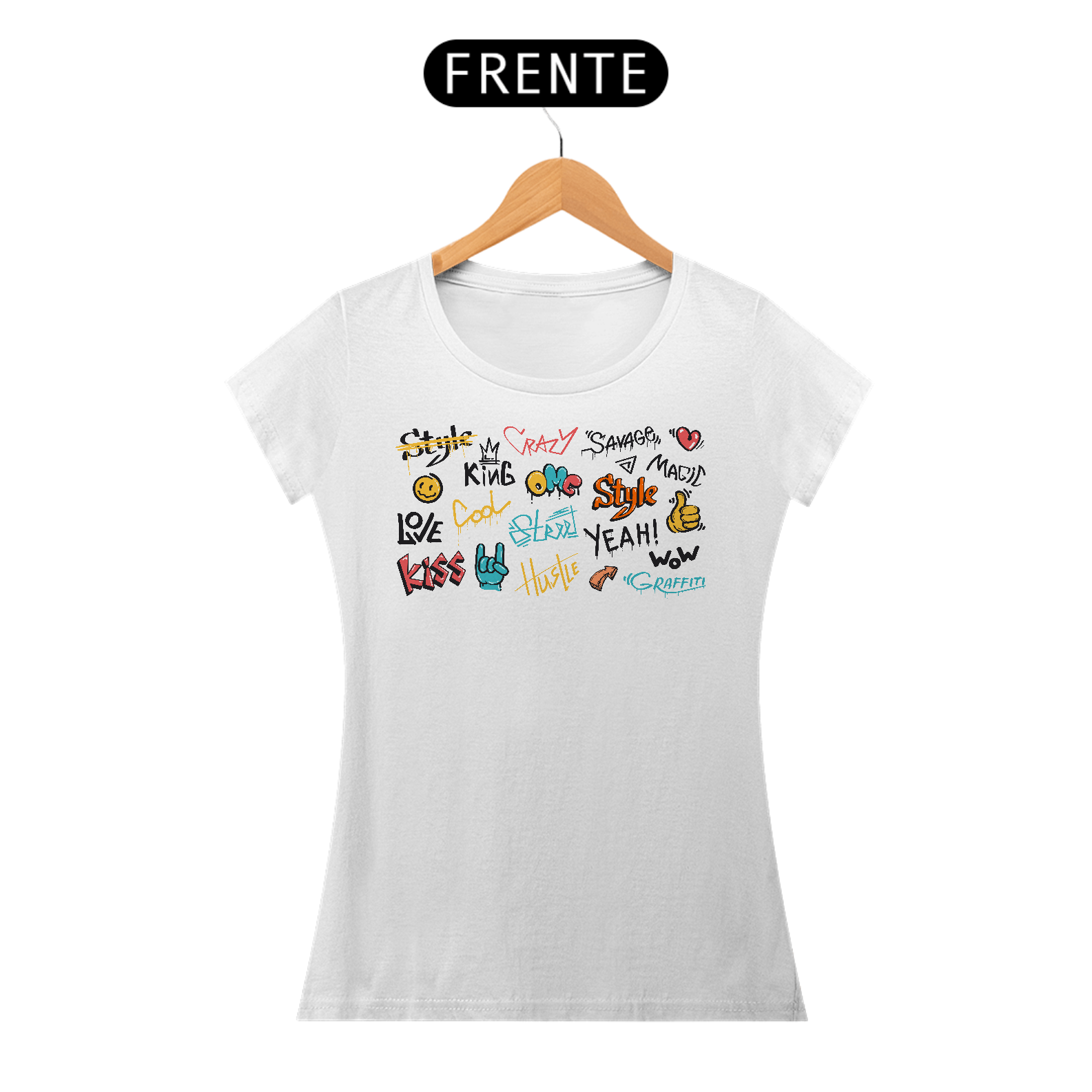 Camiseta Feminina Graffiti Elementos