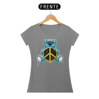 Nome do produto Camiseta Feminina Urso Símbolo Paz E Amor