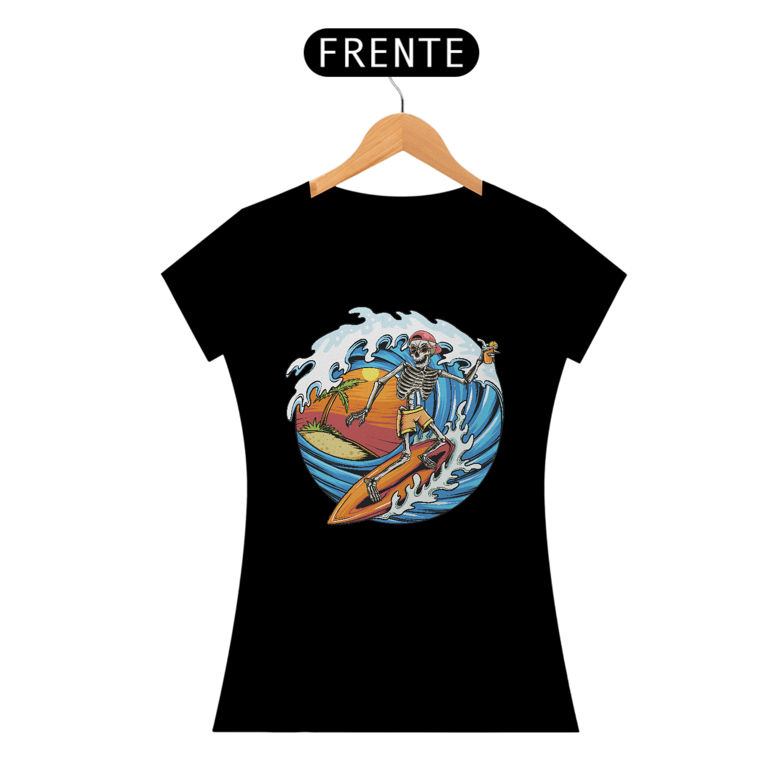 Camiseta Esqueleto Surfando