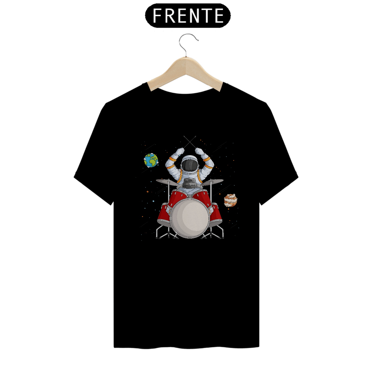Nome do produto: Camiseta Astronauta Baterista