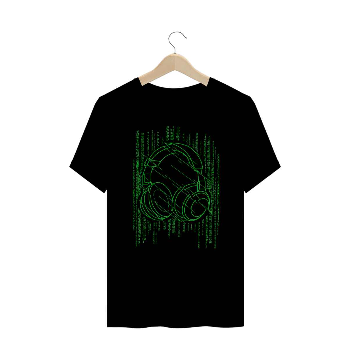 Nome do produto: Camiseta Plus Size Fone Códigos