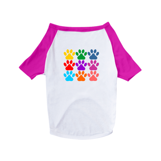 Nome do produto Camiseta Pet Cães / Patas Coloridas