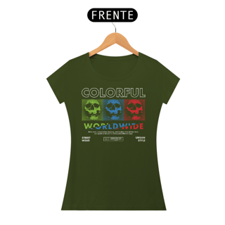 Nome do produto Camiseta Feminina Caveiras Colorful