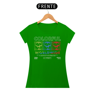 Nome do produto Camiseta Feminina Caveiras Colorful