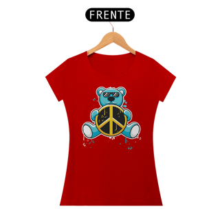Nome do produto Camiseta Feminina Urso Símbolo Paz E Amor