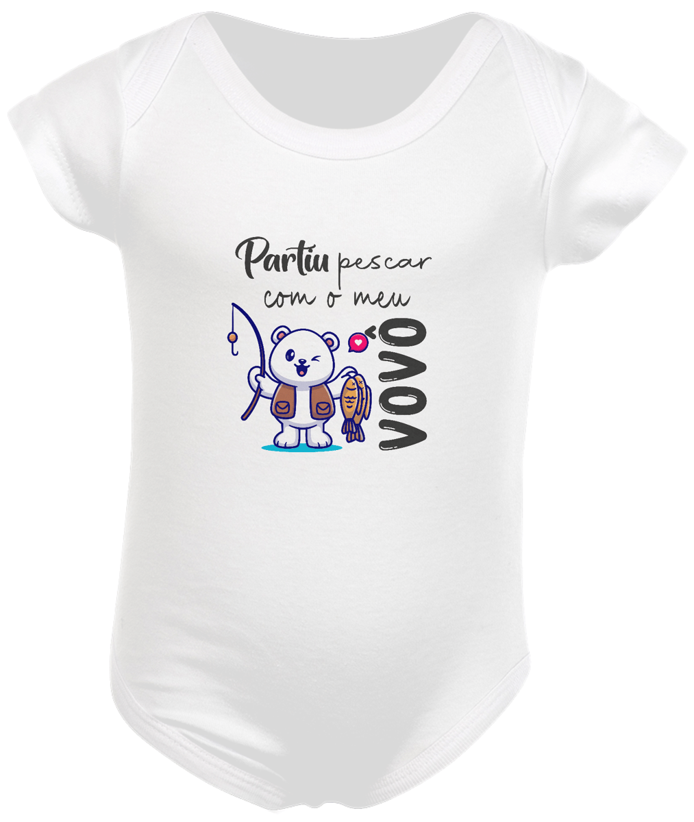 Nome do produto: Body infantil partiu pescar com vovô